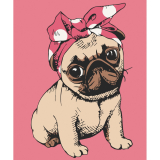 Mopsík 25x30cm, Art Craft - vypnuté plátno na rám