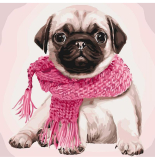 Štýlový mops 40x40cm, Art Craft - vypnuté plátno na rám