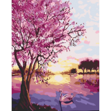 Labuť na jazere 40x50cm, Art Craft - vypnuté plátno na rám